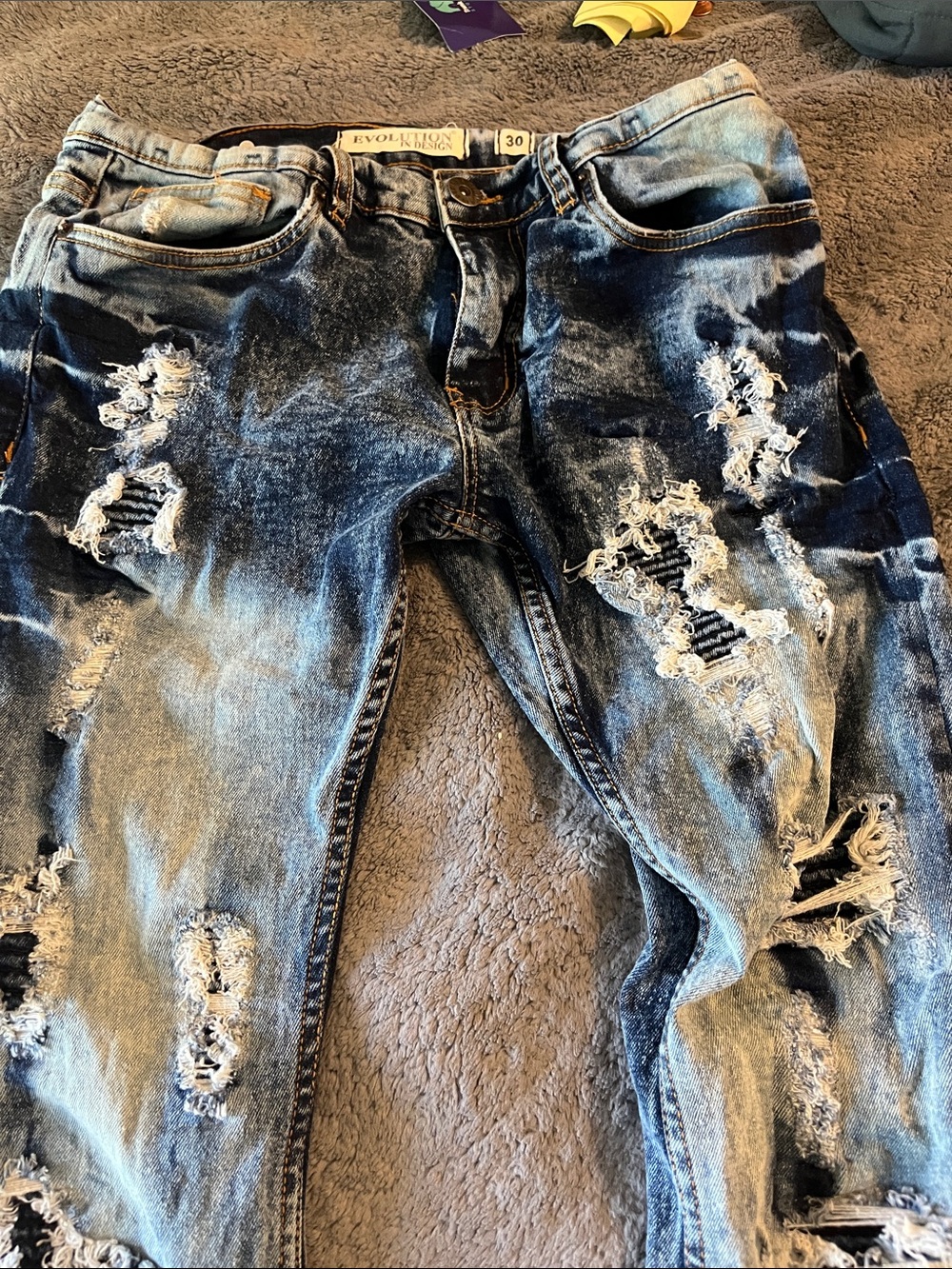 Evolution Denim Men's Skinny Ripped Jeans - Blue Wash